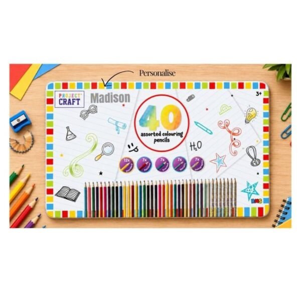 Personalised 40-Piece Colouring Pencil Tin Personalised 40-Piece Colouring Pencil Tin