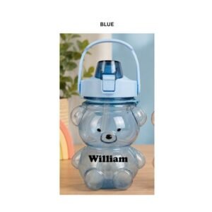 Personalised Bear Water Bottle with Lanyard – Blue Personalised Bear Water Bottle with Lanyard – Blue