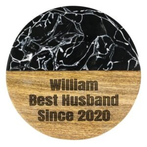 Personalised Black Resin & Acacia Wood Coaster Personalised Black Resin & Acacia Wood Coaster