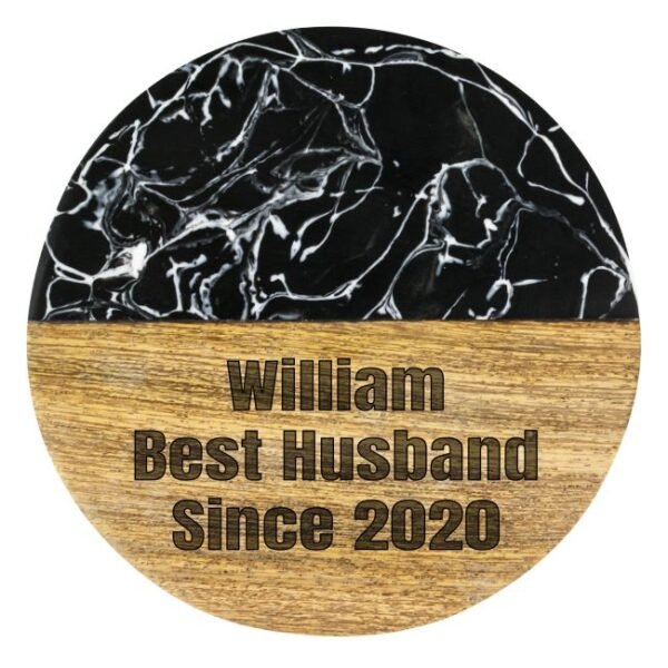 Personalised Black Resin & Acacia Wood Coaster Personalised Black Resin & Acacia Wood Coaster