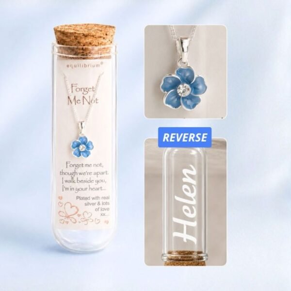 Forget-Me-Not Necklace in a Personalised Message Bottle