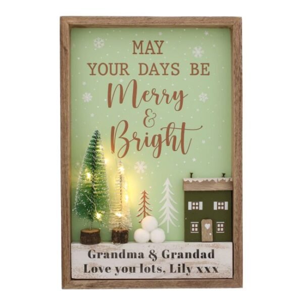 Personalised LED Wooden Merry & Bright Sign Personalised LED Wooden Merry & Bright Sign