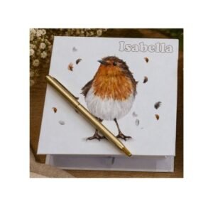 Personalised Robin Memo Block & Pen