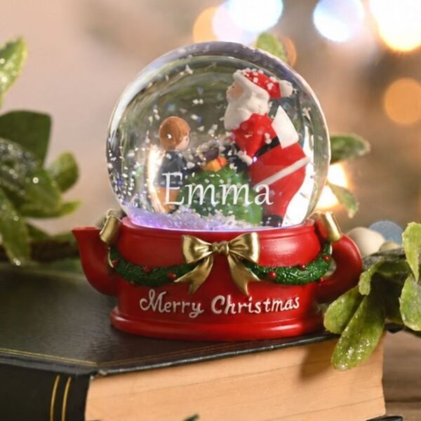 Personalised LED Teapot Christmas Snow Globe
