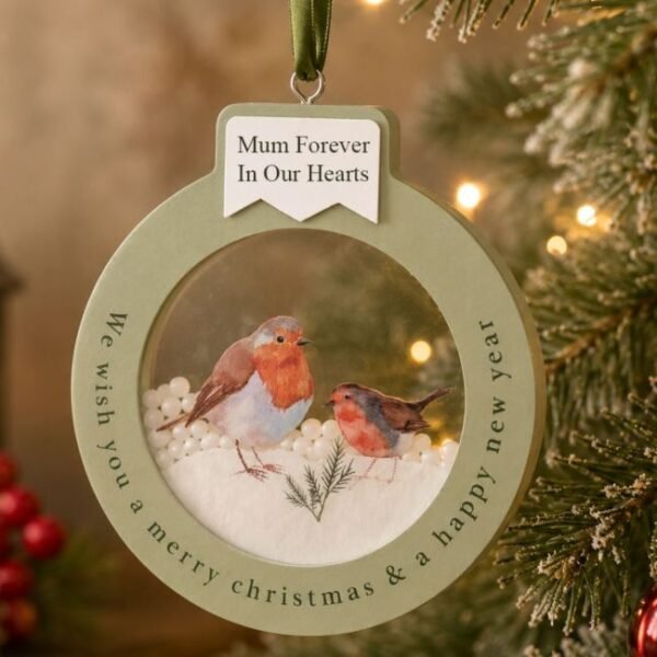 Personalised Robin Christmas Bauble Plaque