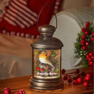 Personalised Robin SnowSwirl Christmas Lantern Personalised Robin SnowSwirl Christmas Lantern