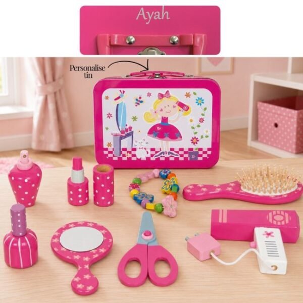 Personalised Wooden Beauty Play Set in Tin Case