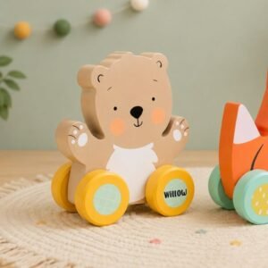 Personalised Wooden Bear Push-Along Toy