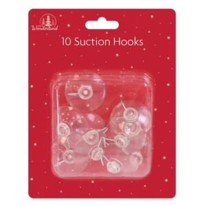 Pack of 10 large clear Christmas suction hooks