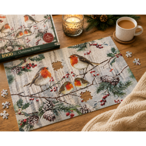 1000-piece Christmas jigsaw puzzle with robin design