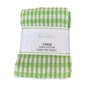 Mono Check Tea Towels 5pk - Green Mono Check Tea Towels 5pk - Green