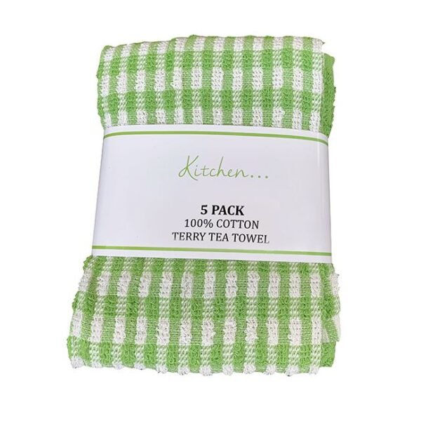 Mono Check Tea Towels 5pk - Green Mono Check Tea Towels 5pk - Green
