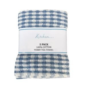 Mono Check Tea Towels 5pk - Blue Mono Check Tea Towels 5pk - Blue