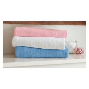 Cellular Cotton Baby Blanket – White