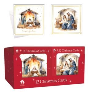 Pack of 12 Christmas cards with religious designs