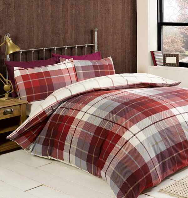Classic Tartan Duvet Set – Red, Double