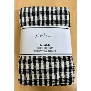 Mono Check Tea Towels Black (5) Mono Check Tea Towels Black (5)