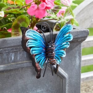 Decorative Glass Butterfly Pot Hanger – Blue Decorative Glass Butterfly Pot Hanger – Blue
