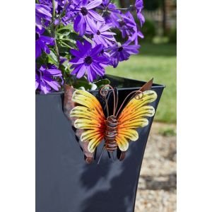 Decorative Glass Butterfly Pot Hanger - Orange