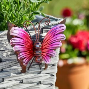 Decorative Glass Butterfly Pot Hanger – Pink Decorative Glass Butterfly Pot Hanger – Pink