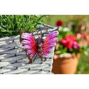 Decorative Glass Butterfly Pot Hanger - Pink