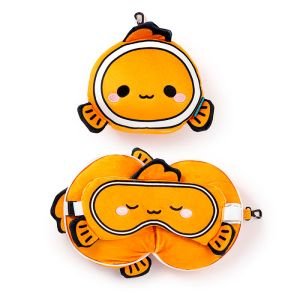 2in1 Travel Pillow & Eye Mask - Clownfish
