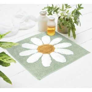 Teal Daisy Cotton Shower Mat Teal Daisy Cotton Shower Mat