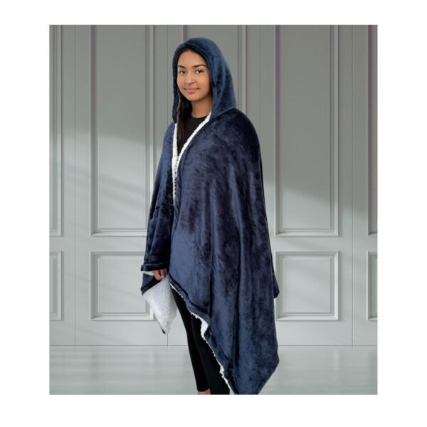 Hooded Double-Layer Blanket – Navy