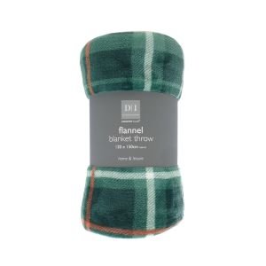 Flannel Blanket Throw - Green Tartan