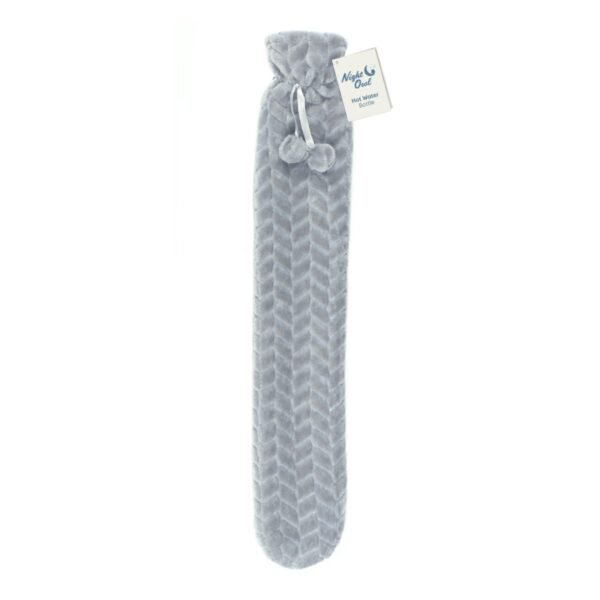 Grey Faux Fur Long Hot Water Bottle
