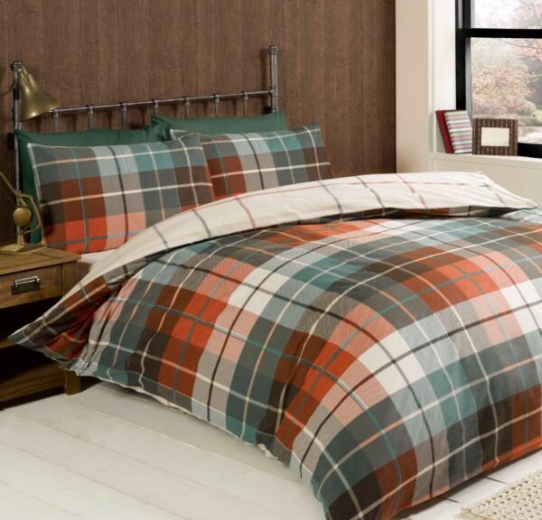 Classic Tartan Duvet Set – Terracotta, Double