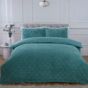 Luxury Teddy Bedding – Duck Egg Check, Single Luxury Teddy Bedding – Duck Egg Check, Single