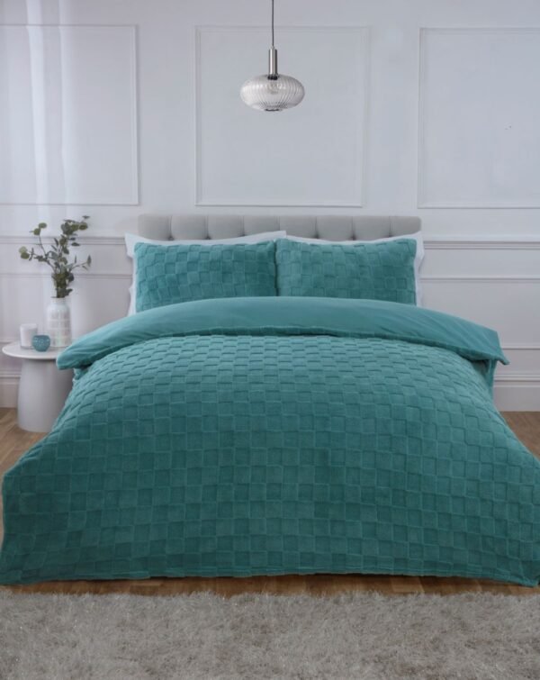 Luxury Teddy Bedding – Duck Egg Check, Single