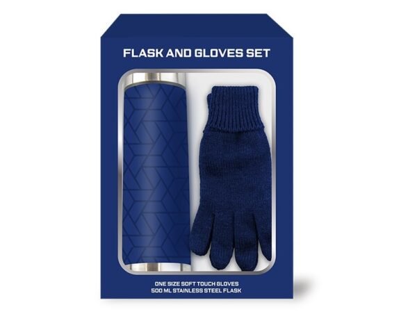 Stainless Steel Flask and Gloves Gift Set