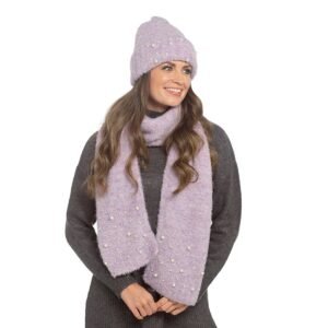 Fluffy Faux Pearl Beanie – Lilac Fluffy Faux Pearl Beanie – Lilac