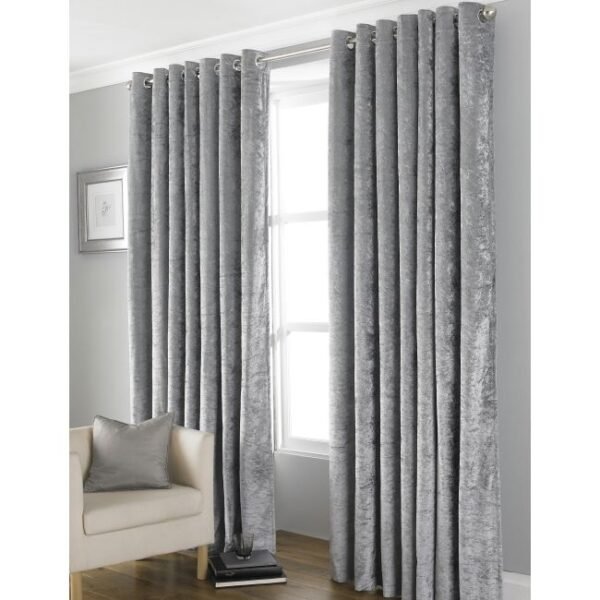 Blackout Crushed Velvet Eyelet Curtains Grey - 72 inches Blackout Crushed Velvet Eyelet Curtains Grey - 72 inches