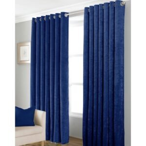 Blackout Crushed Velvet Eyelet Curtains Navy - 72 inches