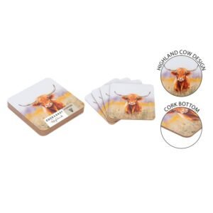 Highland Cow Coasters 4pk Highland Cow Coasters 4pk