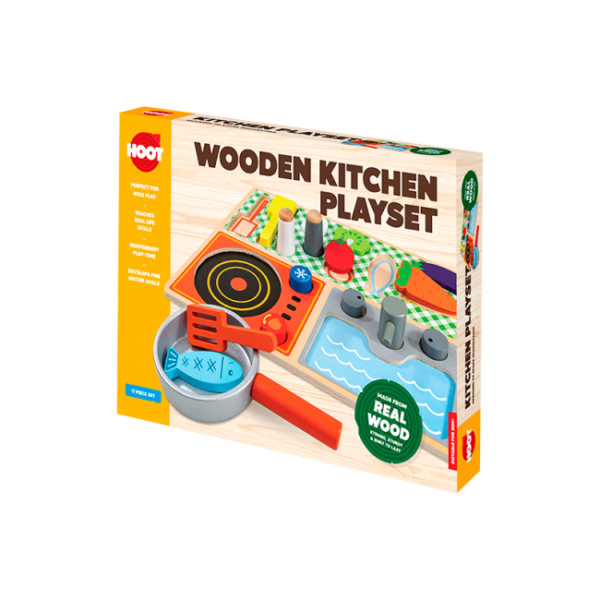 Wooden Kitchen Play Set – 17 Pieces Wooden Kitchen Play Set – 17 Pieces