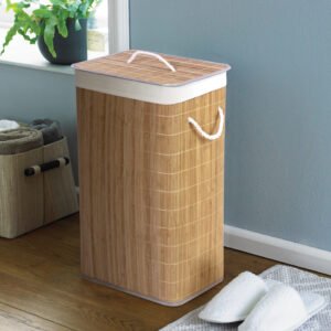 Bamboo Square Laundry Basket – Natural