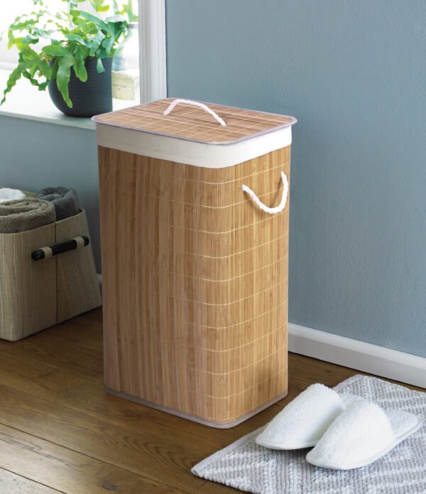 Bamboo Square Laundry Basket – Natural Bamboo Square Laundry Basket – Natural