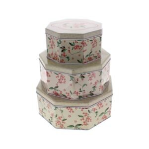 Set of 3 Floral Storage Tins