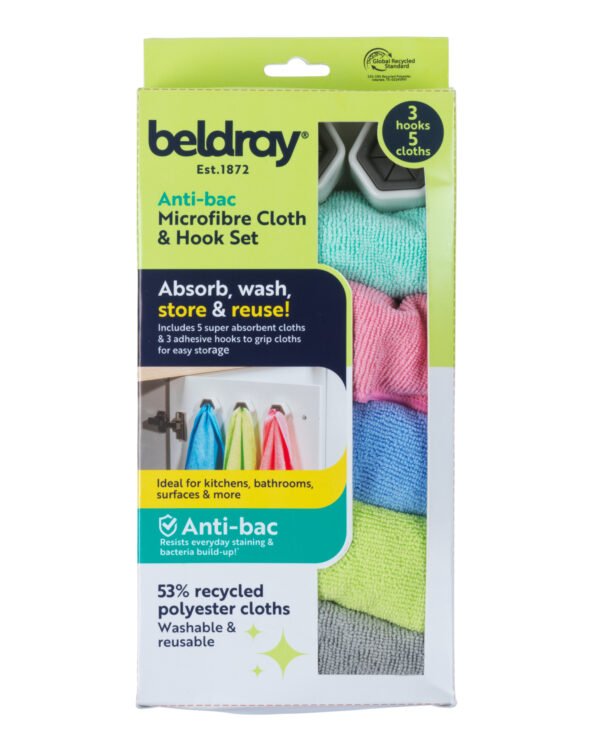 Anti-Bac Microfibre Cloth and Hook Set Anti-Bac Microfibre Cloth and Hook Set