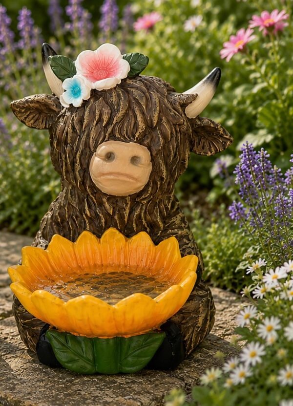 Highland Cow Bird Bath – Solo Coo Highland Cow Bird Bath – Solo Coo