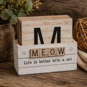 Cat Scrabble Coaster Set