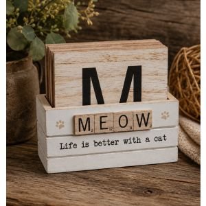 Cat Scrabble Coaster Set Cat Scrabble Coaster Set