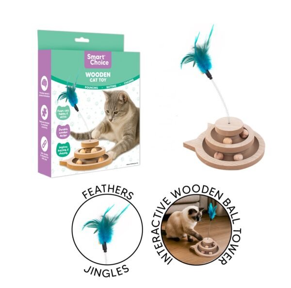 Interactive Wooden Ball Tower Cat Toy