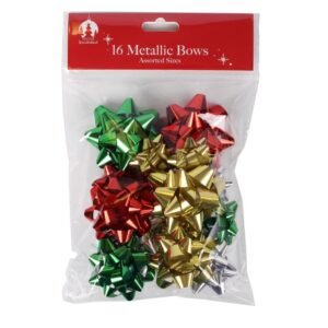 16 Self-Adhesive Metallic Gift Bows Pack of 16 self-adhesive metallic gift bows