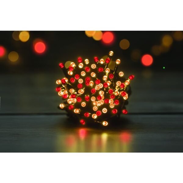 500 LED Christmas string lights in antique white and red