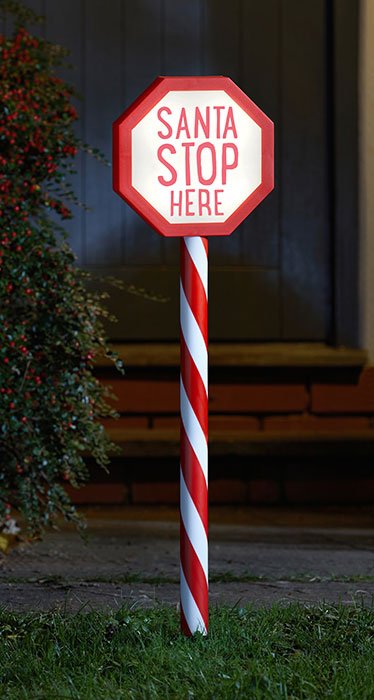 Santa Stop Here Stake Light